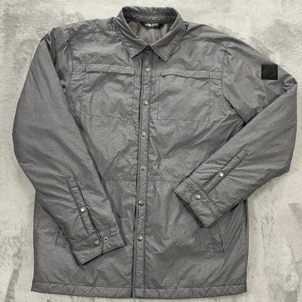 The North Face Lefferts Quilted Insulated Shacket Mens Medium Gray Hiking Gear